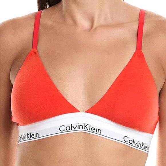 Calvin Klein Cotton Lightly Lined Triangle Bralette - QF5650(802)/Orange - XS - Picture 1 of 1